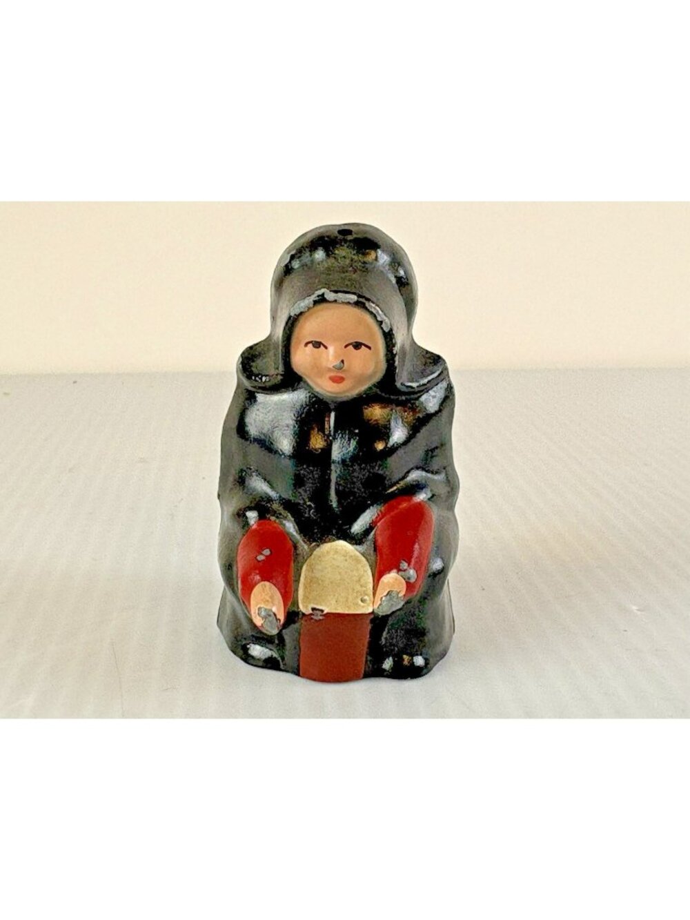 Vintage John Wright Painted Cast Iron Amish Milkmaid Salt/Pepper Shaker